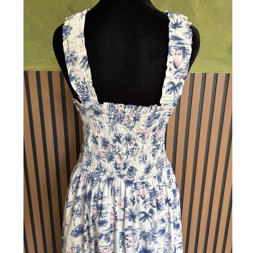 Abercrombie & Fitch Smocked Bodice Easy Maxi Dress Palm Tree Print Size XL - Picture 6 of 11